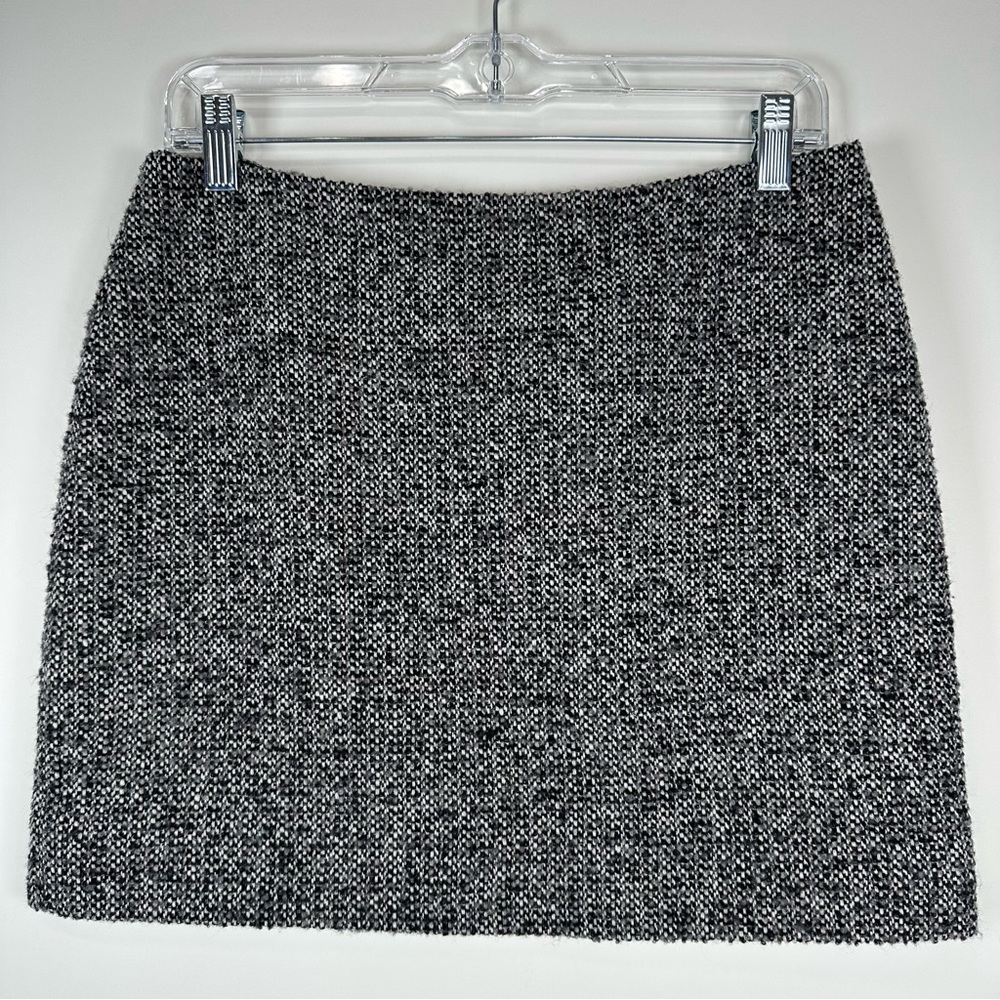 J. Crew Factory Wool Blend Career Business Tweed Mini Skirt Black Size 6